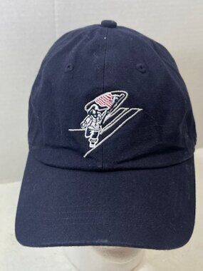 Navy Blue Firefighter Holding US Flag 9/11 Cotton Strap Back Baseball Cap Hat
